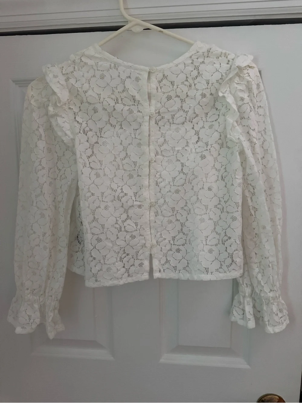 GAP White Floral Lace Long-Sleeve Girls' Blouse